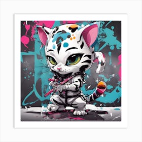 Splatter Cat Art Print