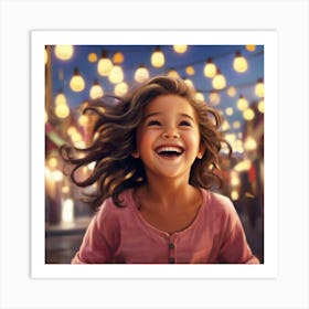 Little Girl Laughing Art Print