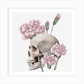 Skull With Carnations Art Print