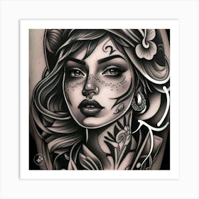 Day Of The Dead Tattoo Art Print