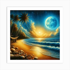 Beach At Night Art Print