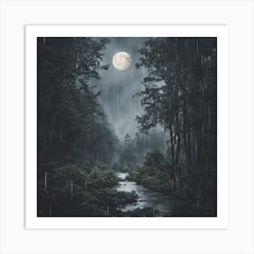 Full Moon In The Forest Art Print