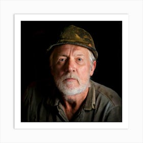 Firefly Portrait, Male, Old Miner, Coal Shaft, Dirty Face, Dark, Night, Rugged, Weathered, Expressiv (3) Art Print