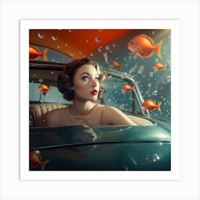 Woman In A Car 1 Art Print