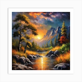 Sunset In The Mountains 5 Art Print