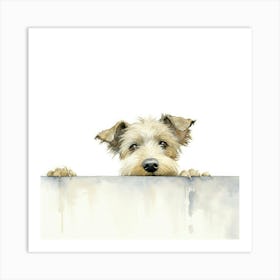 Dog Peeking Over The Wall 15 Art Print