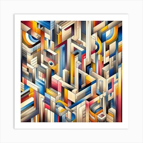 A mixture of modern abstract art, plastic art, surreal art, oil painting abstract painting art deco architecture 14 Art Print