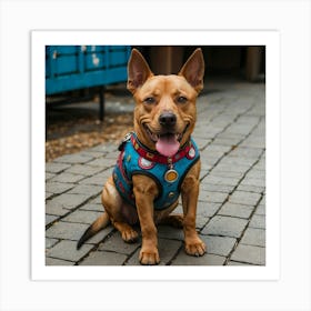 Dog Wearing A Harness Art Print