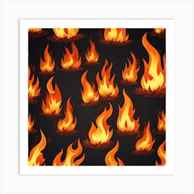 Flames On A Black Background 2 Art Print