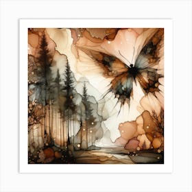 Butterfly Fluid Ink in Bronze Shades II Art Print