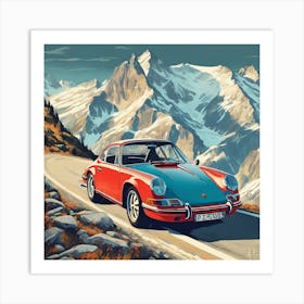 Vintage Journey: Porsche 911 on the Route des Grandes Alpes 2 Art Print