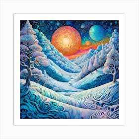 Abstract 4 Seasons Winter Art Print