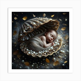 Baby Sleeping In A Shell Art Print