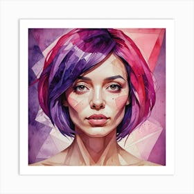 Portrait Of A Woman With Purple Hair Art Print