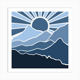 Mountains And Sun Art Print