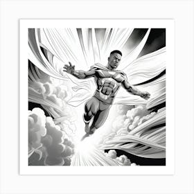 Ebony Hawk Flying Through The Clouds Art Print