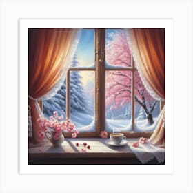 Pink Snow View Art Print