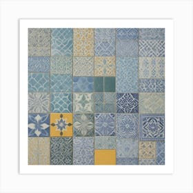 Blue And Yellow Tiles Art Print