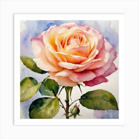 Rose Watercolor Painting Art Print