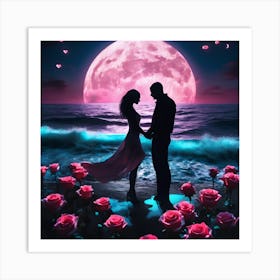 Couple In Love At The Beach Art Print