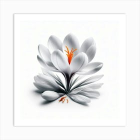 White Saffron Flower Art Print