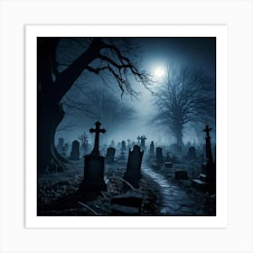 Graveyard At Night 10 Art Print