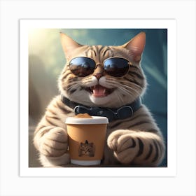 Cat Sitting And Smiling Art Print