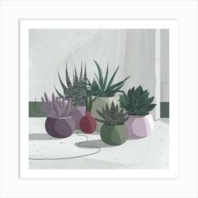 Potted Succulents 1 Art Print