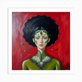 Woman With Green Hair Art Print