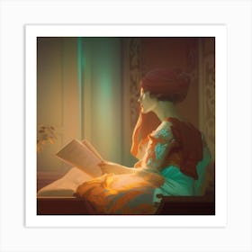 Woman Reading A Book Art Print