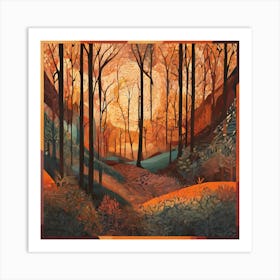 Sunset In The Woods 8 Art Print