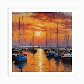 Sunset At The Marina Art Print