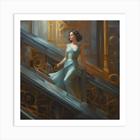 Woman On The Stairs 1 Art Print