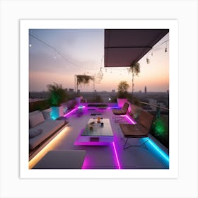 Terrace With Colorful Lights Art Print