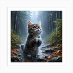 Cat In The Rain 4 Art Print