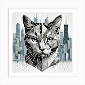 Razor Rooftop City Cat Art Print