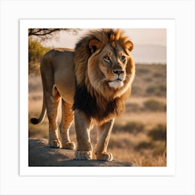 Lion In The Savannah Art Print