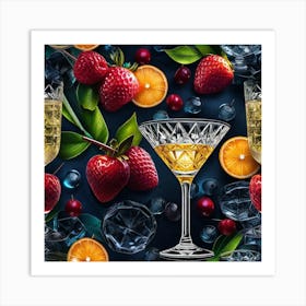 Champagne And Fruit Art Print