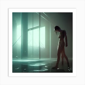 Girl In A Dark Room Art Print