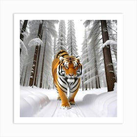 Tiger In The Snow 1 Art Print