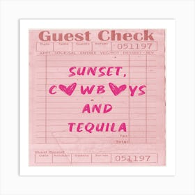 Sunset, Cowboys And Tequila Art Print