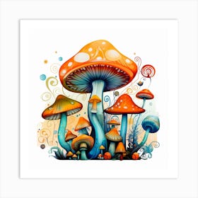 Colorful Mushrooms 11 Art Print