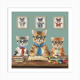 Clever Cats Classroom Capers Print Art Art Print