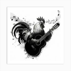 Rooster Playing Guitar Art Print