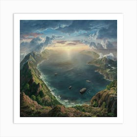 Sunset Over The Ocean 1 Art Print