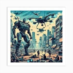 Robots In The City Art Print