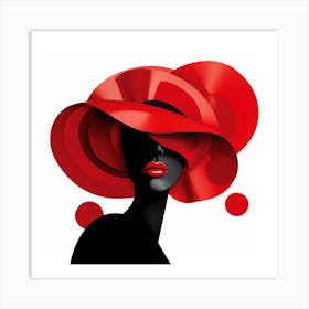 Portrait Of A Woman In Red Hat Art Print