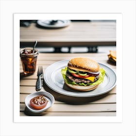 Hamburger On A Plate 13 Art Print