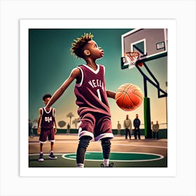 Basketball Player Dribbling 6 Art Print