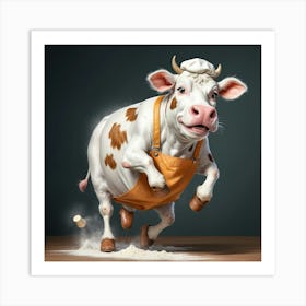 Cow In An Apron Art Print